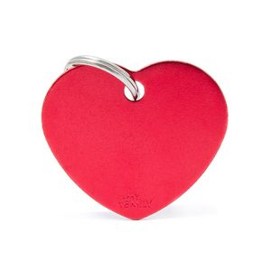 Chapita Identificatoria Grande Aluminio Corazon Roja