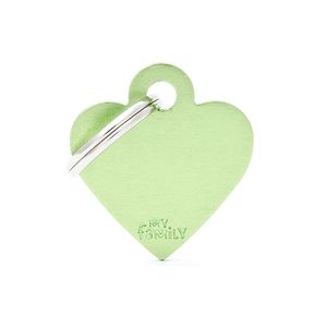 Chapita Identiificatoria Basic Small Heart Aluminum Green