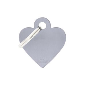 Chapita Identiificatoria Basic Small Heart Aluminum Grey