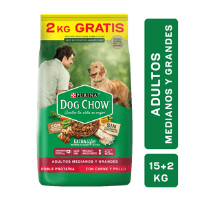 DOG CHOW ADULTO MEDIANO Y GRANDE X 15+2 KG