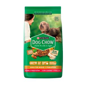 Dog Chow adulto minis y pequeños sin colorante doble proteina x 21+3 kg