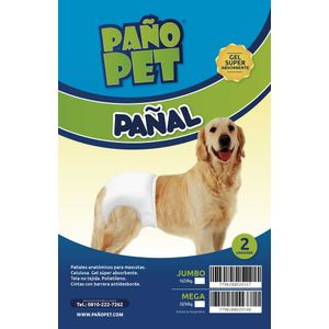 Pañal Descartable Pañopet Para Perro Mega (De 20 a 30 Kg) x 2 Unidades